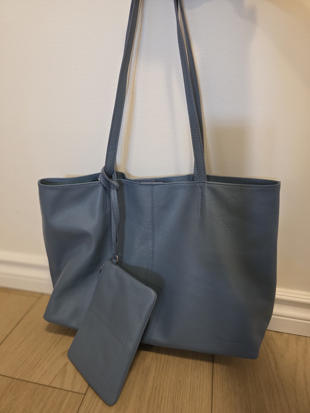 Lucky Brand Women Leather Tote with Pouch - Blue